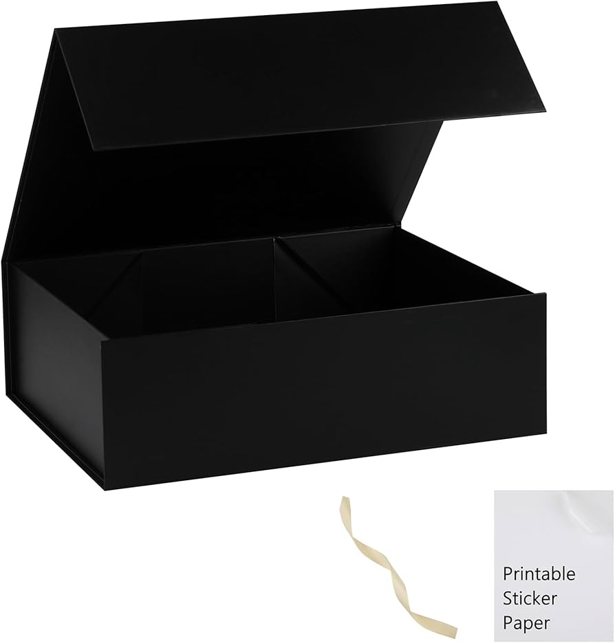 MUMUPACK Black Gift Box 48 X 40 X 15 Cm Extra Large Gift Boxes With Lids For Gifts Includes Ribbon And Printable Sticker Paper Bridesmaid Proposal Box Magnetic Gift Box Amazon de 