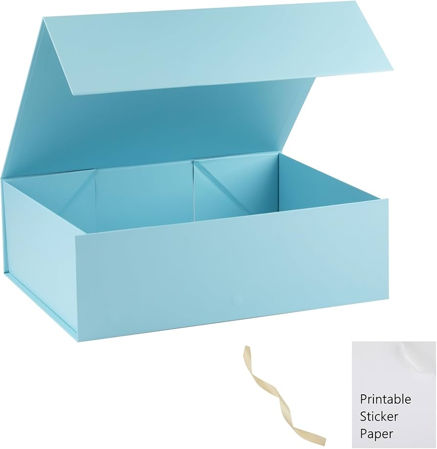 MUMUPACK Light Blue Gift Box 10 X 7 3 X 3 5 Cm Gift Boxes With Lids For Gifts Includes Ribbon And Printable Sticker Paper Bridesmaid Proposal Box Magnetic Gift Box For Amazon de 