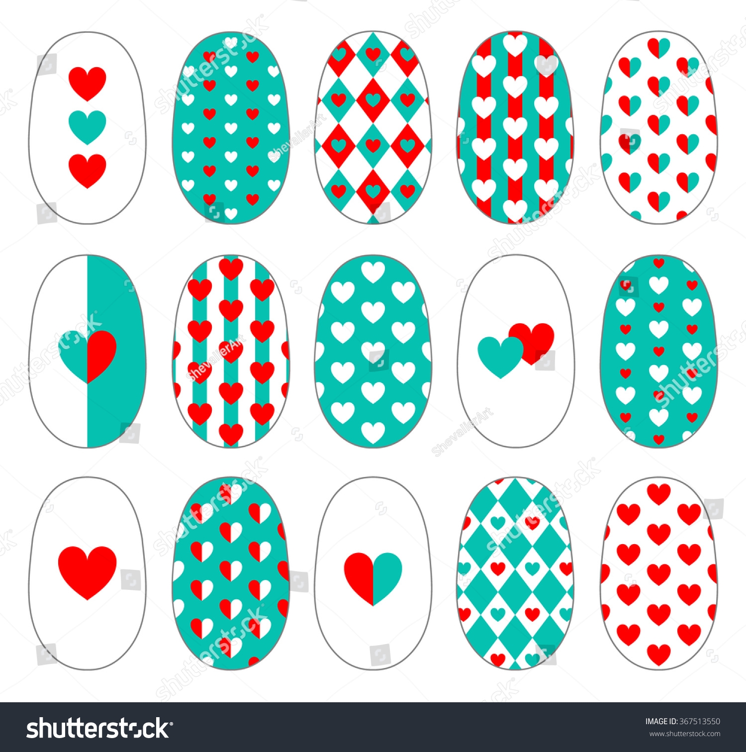 Nail Art Heart Design Templates Manicure Stock Vector Royalty Free 367513550 Shutterstock
