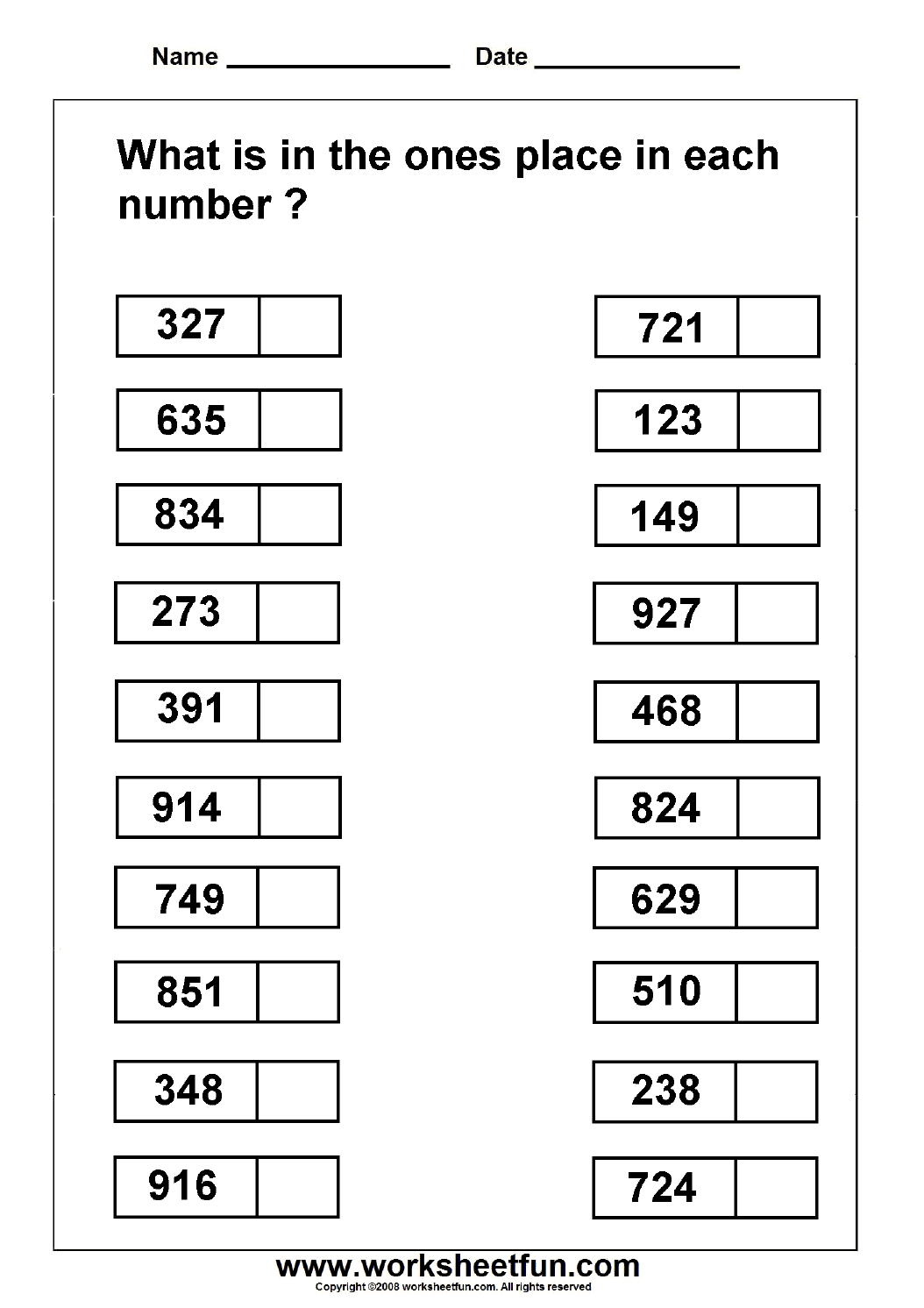 Printable Place Value Worksheets