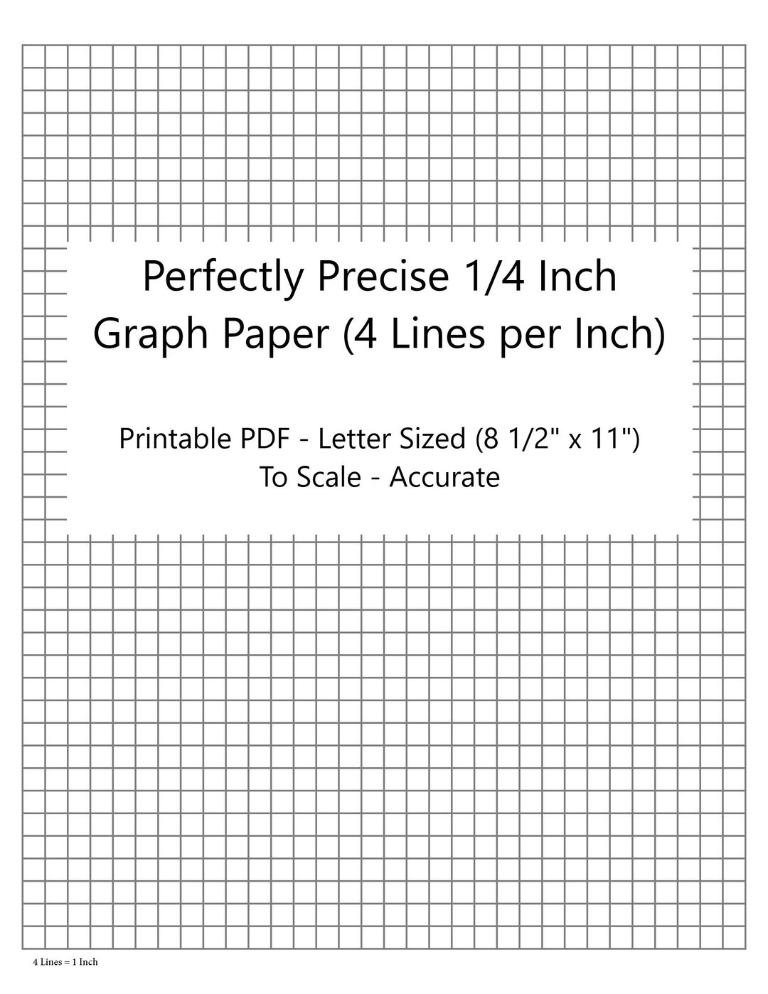 Perfectly Scaled And Precise Printable Graph Paper 4 4 1 4 Inch 4 Lines Per Inch Etsy Canada