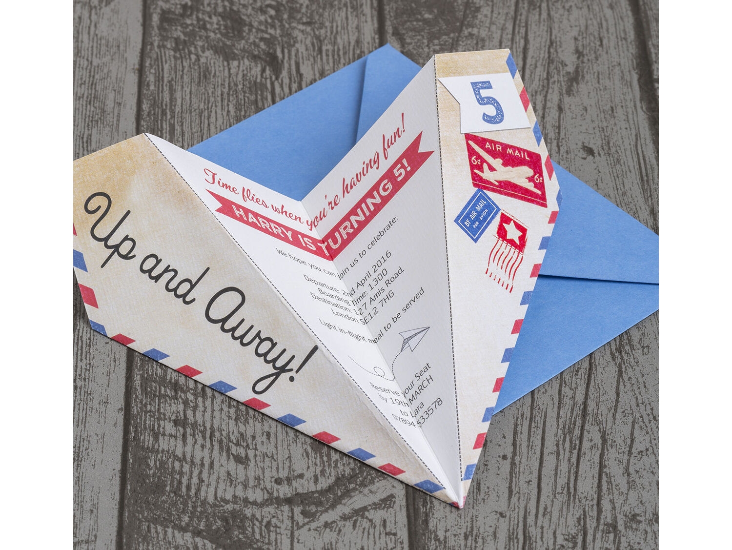 Personalised Kids Paper Airplane Birthday Party Invitation