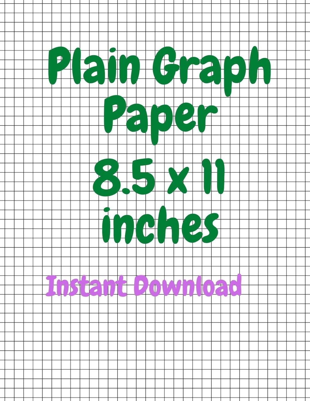 Plain Graph Paper Instant Download 8 5 X 11 Inches Etsy Denmark