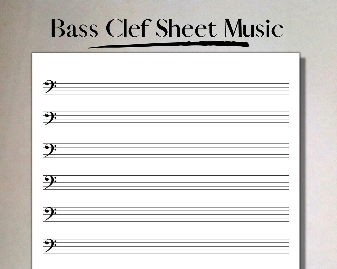 Printable Bass Clef Sheet Music Manuscript Paper 10 Stave Per Page Printable PDF Instant Download Piano Staff Paper US Letter A4 Etsy UK