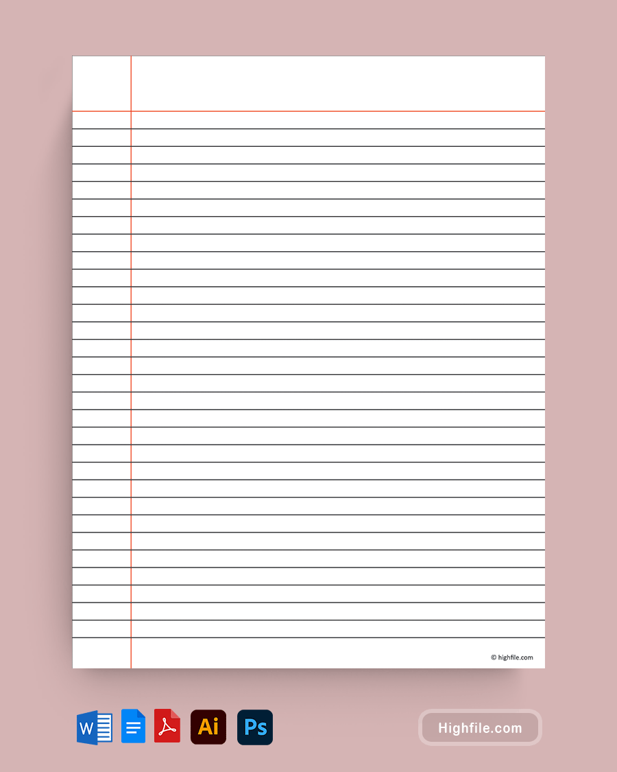 Printable Blank Paper With Lines Word Google Docs PDF Adobe Illustrator Adobe Photoshop Highfile