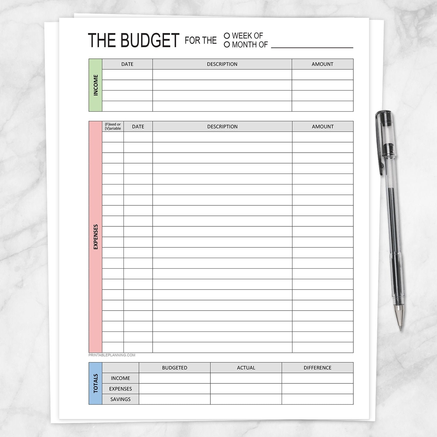 Expense Worksheet Printable