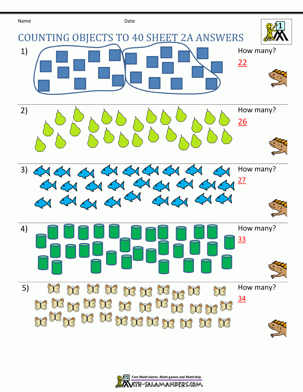 Printable Counting Worksheet Counting Up To 50