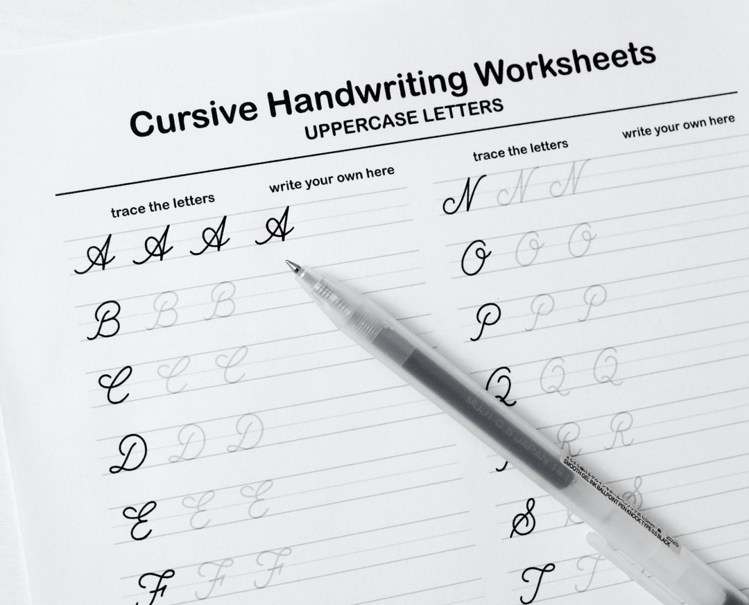 Printable Cursive Worksheets 9 Pages letters And Words For Middle School Kids And Up Adults PDF File Only Etsy Israel