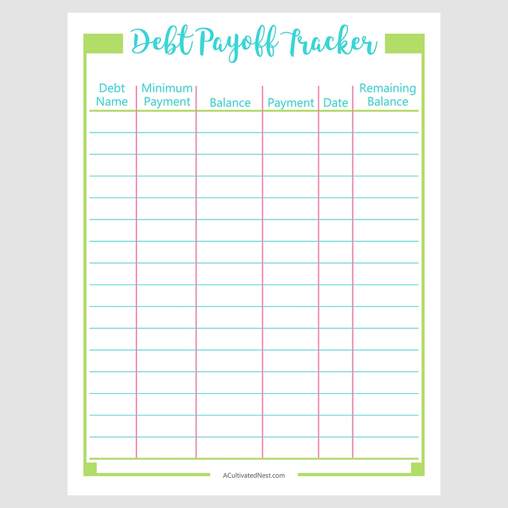 Free Printable Debt Payoff Worksheet Pdf