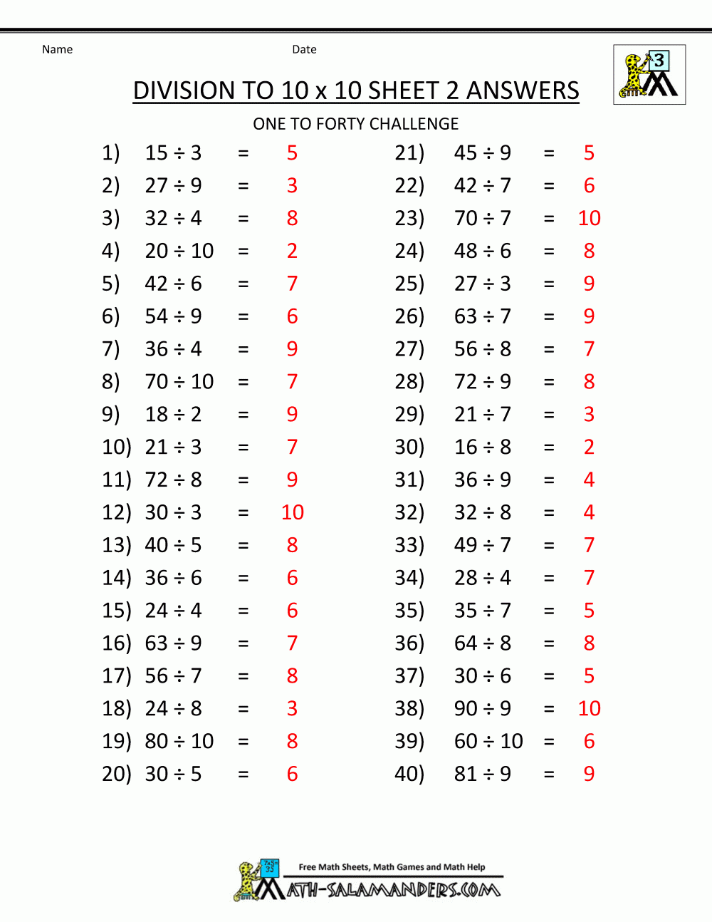 Printable Division Worksheets 3rd 4th Grade