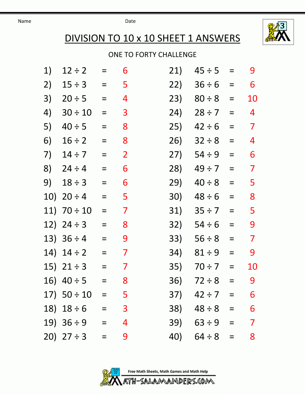 Printable Division Worksheets 3rd 4th Grade