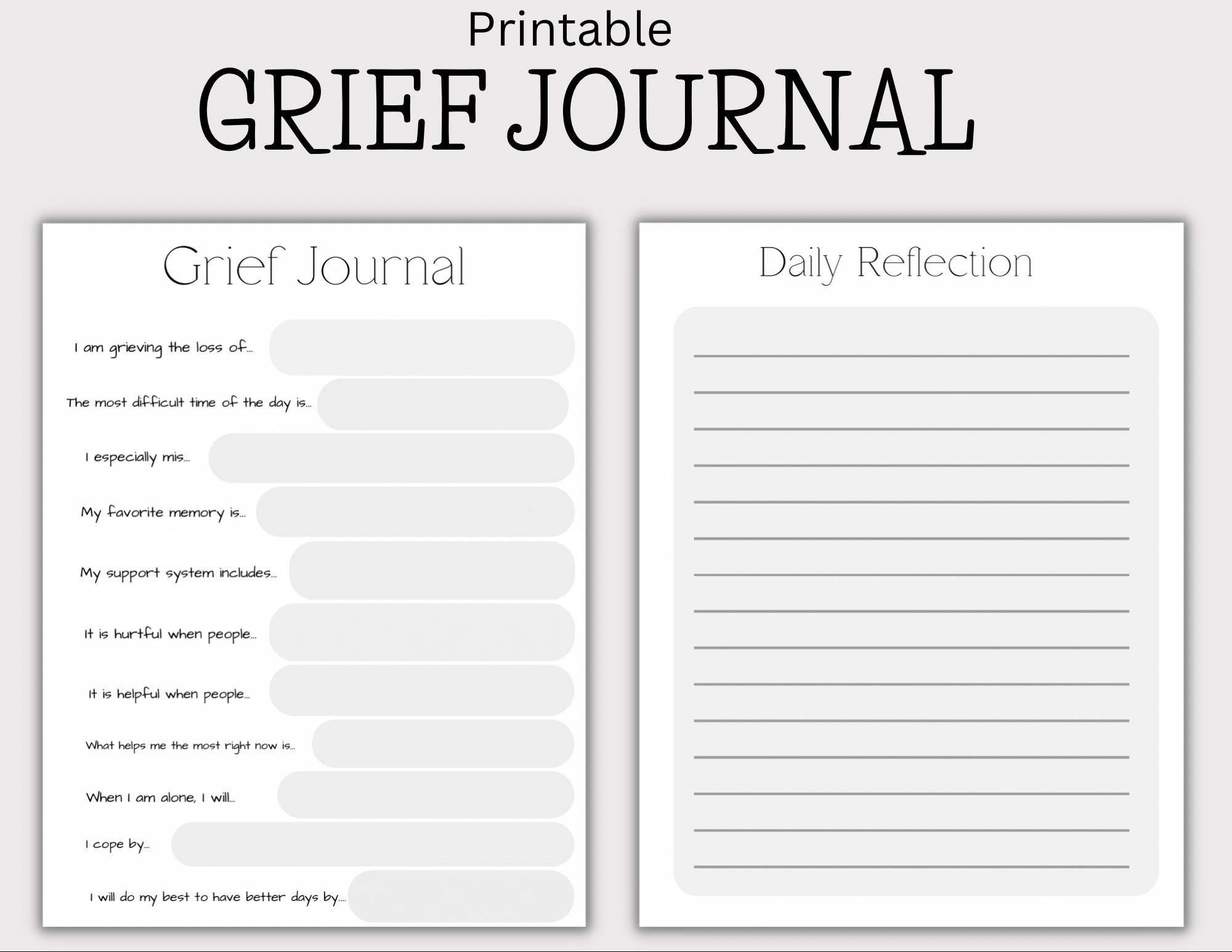 Printable Grief Journal Grief Template Coping With Grief Printable Journal Loss Of Loved One Daily Journal Daily Reflection Etsy UK