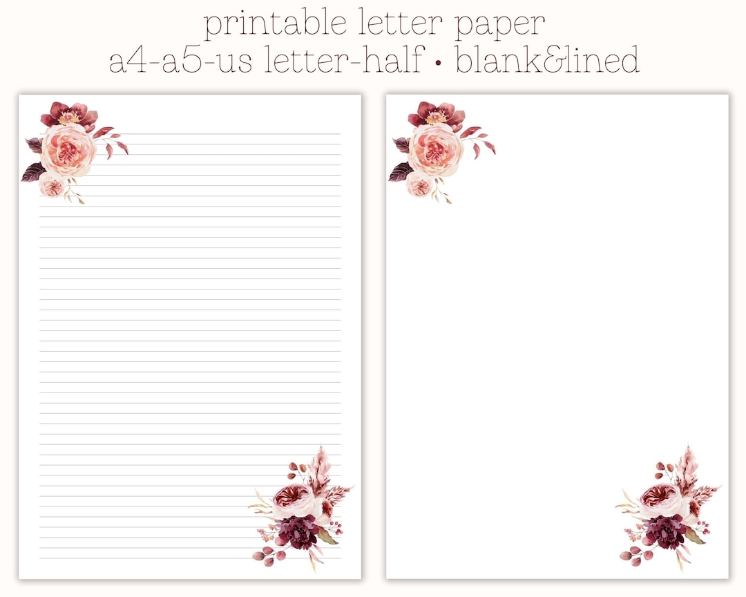 Printable Letter Paper Letter Writing Paper Decorative Paper Pretty Letter Paper Printable Stationary Fancy Letter Paper Floral Paper Etsy UK