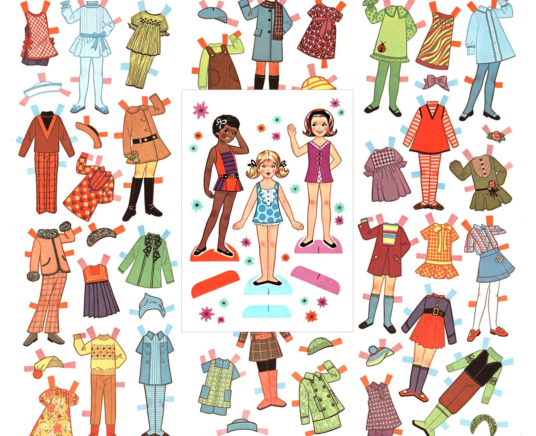 Printable Paper Doll Friends Children Kids Digital Download Image Etsy de