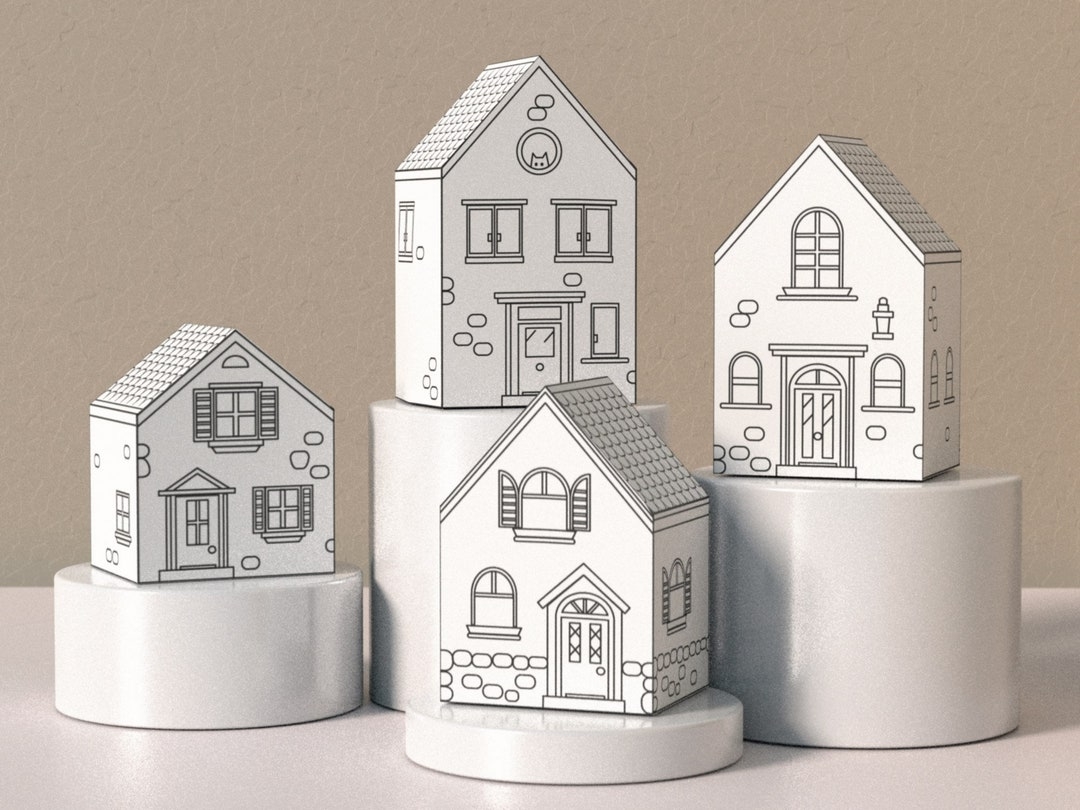 Printable Paper Houses Printable 3D Paper House Set Paper House Model Foldable Paper House Templates Instant Download Etsy UK