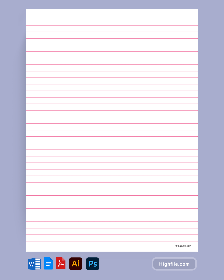 Printable Pink Lined Paper Word Google Docs PDF Adobe Illustrator Adobe Photoshop Highfile