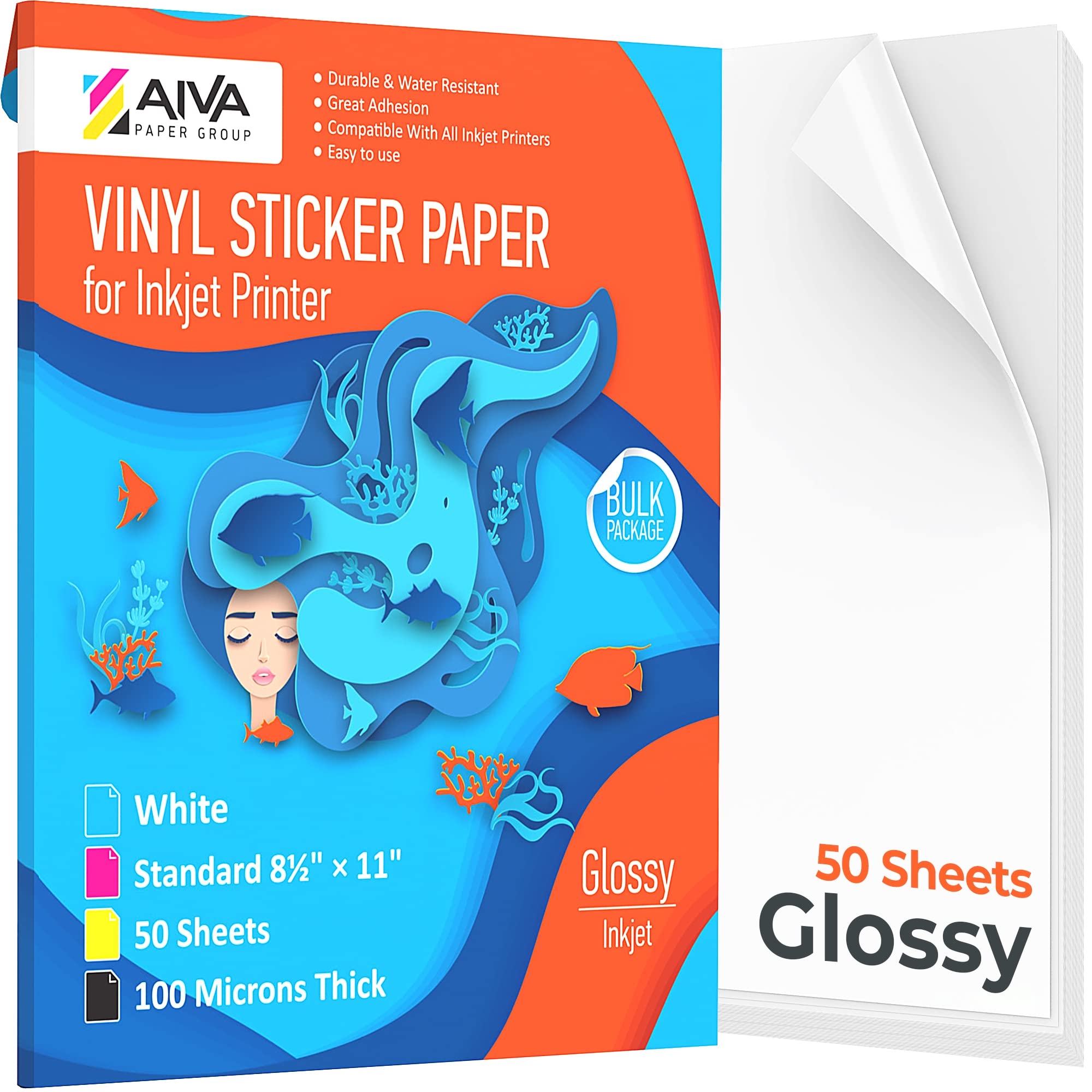 Printable Vinyl Sticker Paper Waterproof Sticker Paper For Inkjet Printers 50 Self Adhesive Sheets Glossy White Standard Letter Size 8 5 X 11 Inches Amazon de Automotive