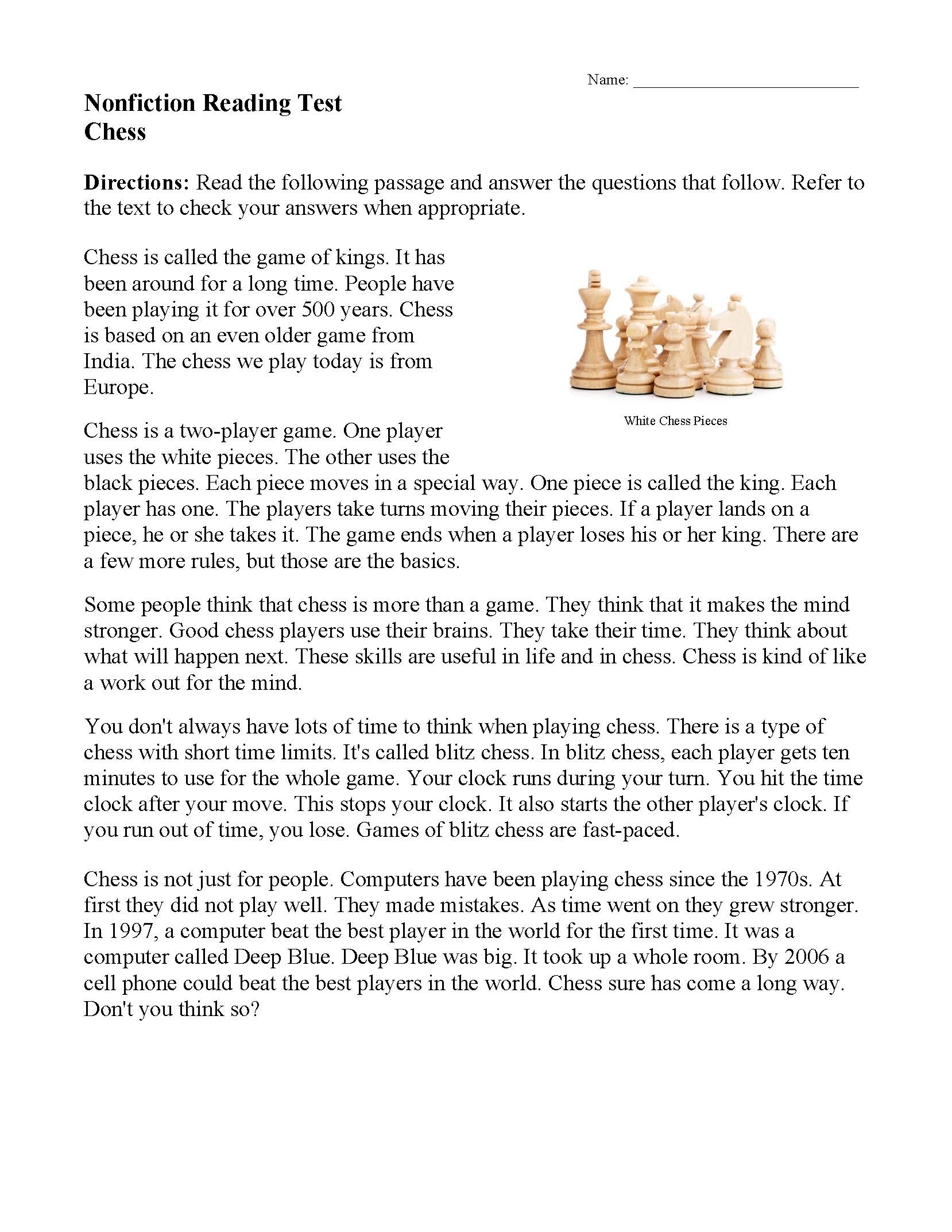 Reading Worksheets Printable