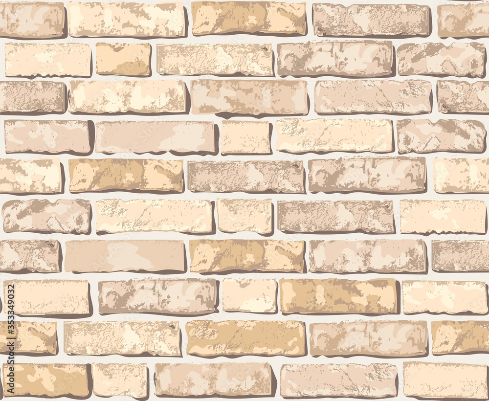 Realistic Vector Brick Wall Seamless Pattern Flat Wall Texture Beautiful Light Yellow Textured Brick Background For Print Paper Design Decor Photo Background Stock Vector Adobe Stock