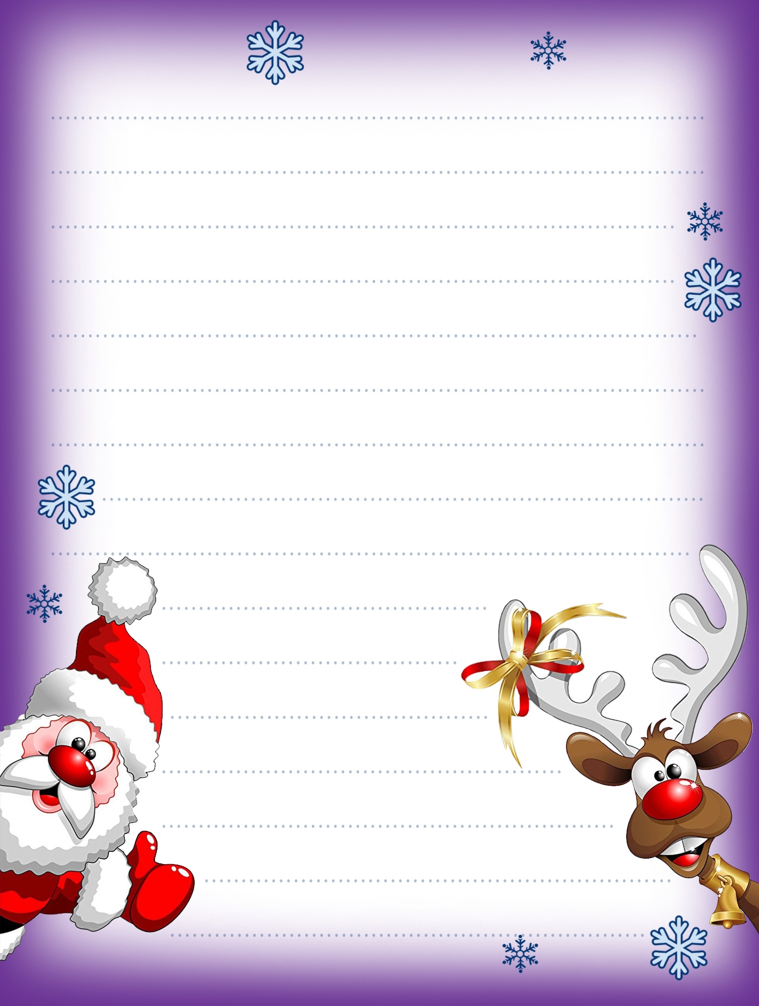 Santa And Rudolf Lined Christmas Notepaper Rooftop Post Christmas Printables
