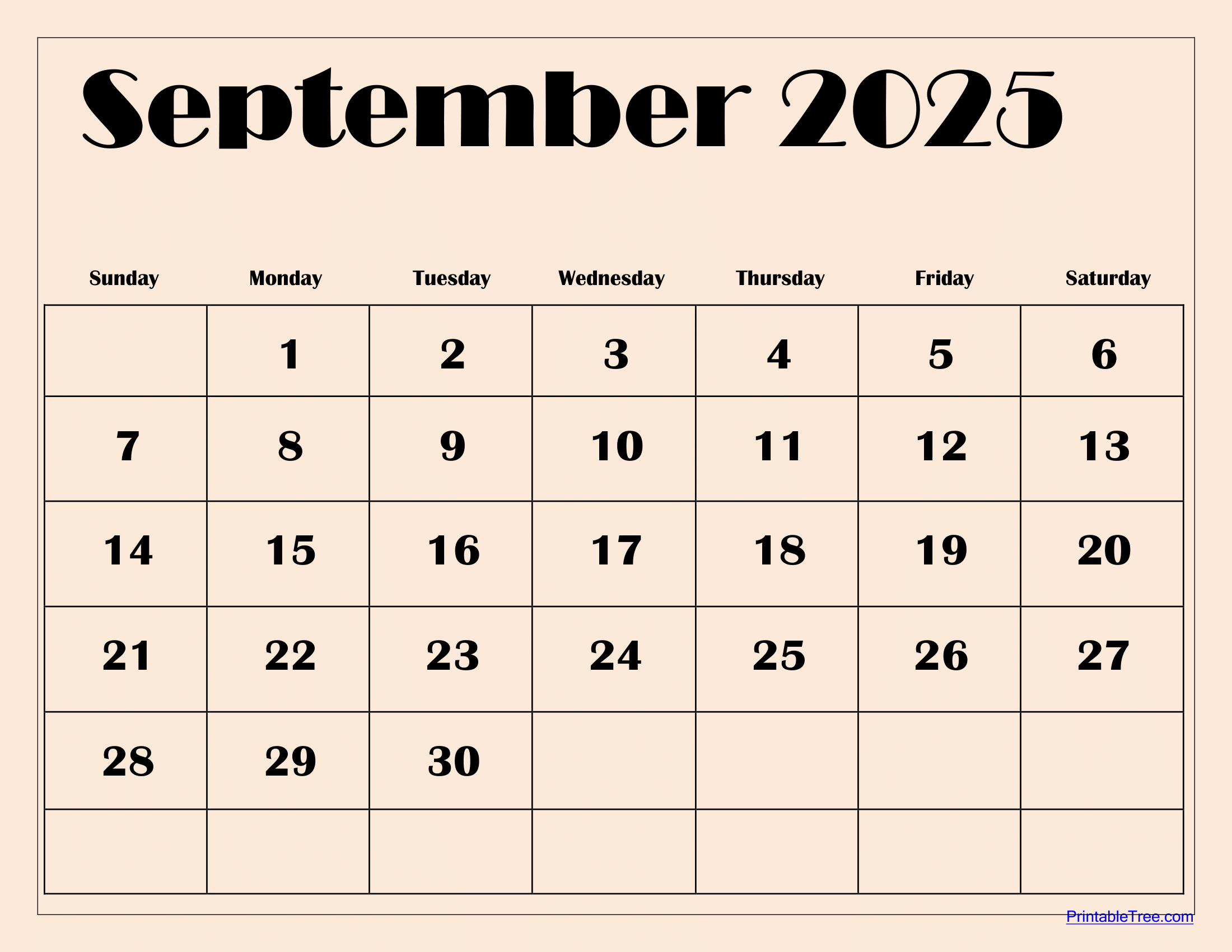 September Detail Schedule Calendar 2025 Printable