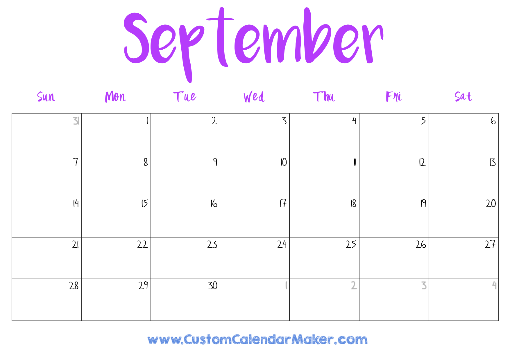 September 2025 Calendar Printable Free
