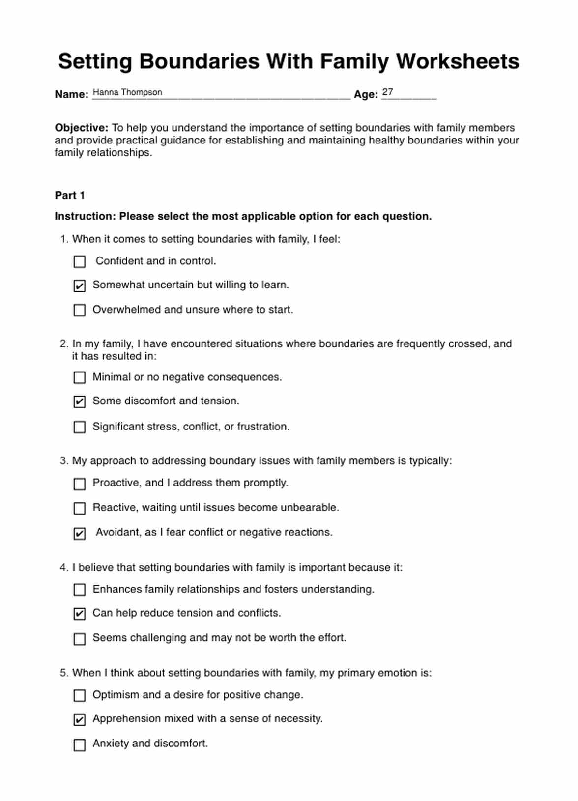 Printable Setting Boundaries Worksheet