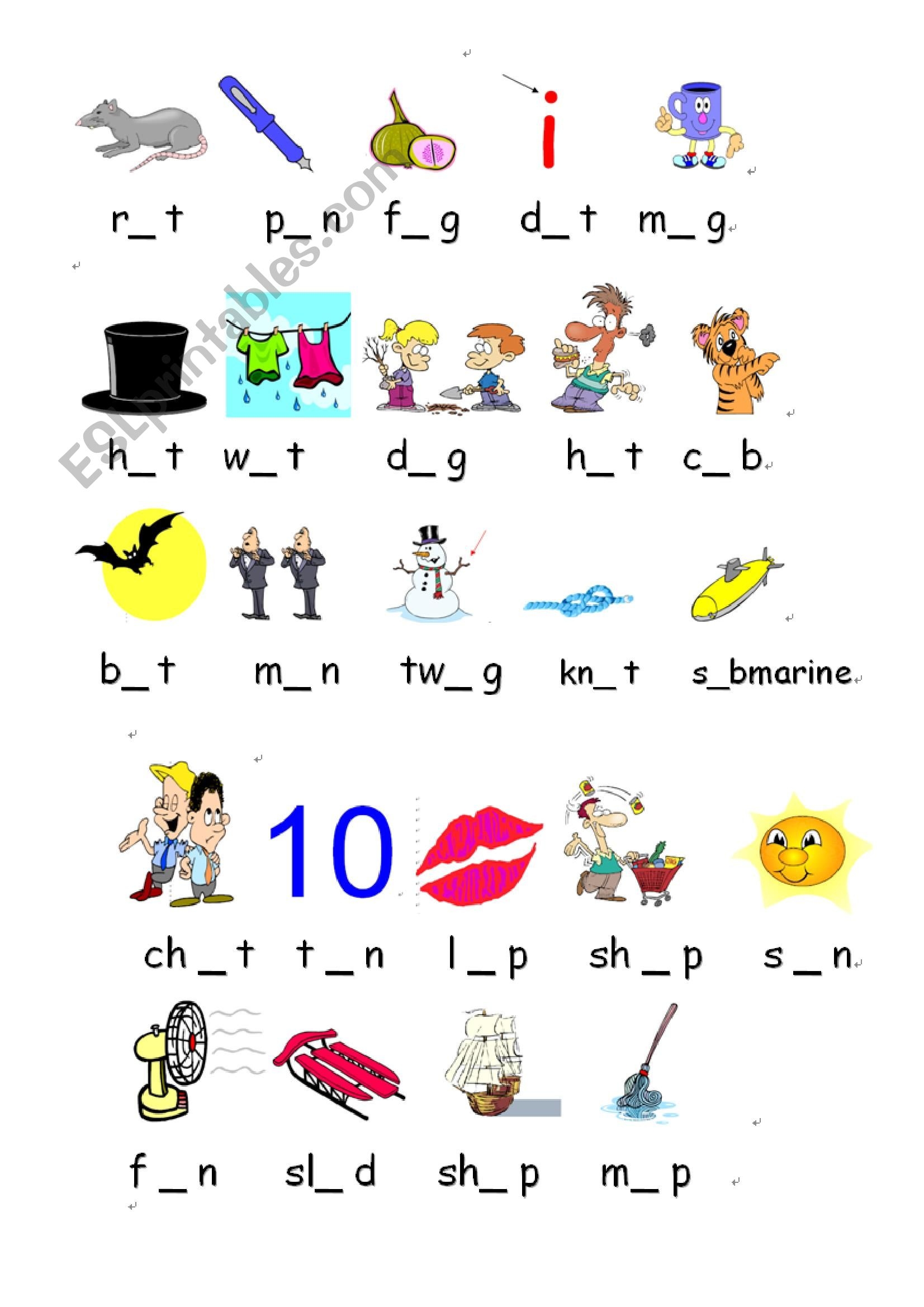 Short Vowels A E I O U ESL Worksheet By Zeng