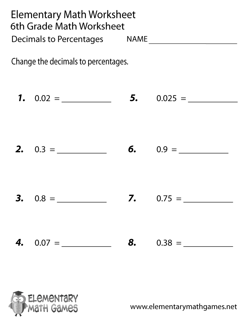 Free Printable Math Worksheets For 6th Grade