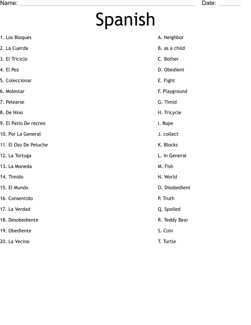Printable Spanish Worksheets For Beginners Pdf