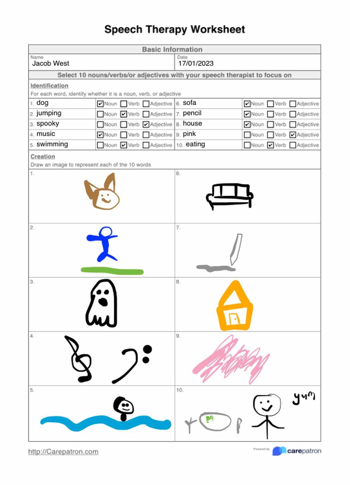 Speech Therapy Worksheet Example Free PDF Download