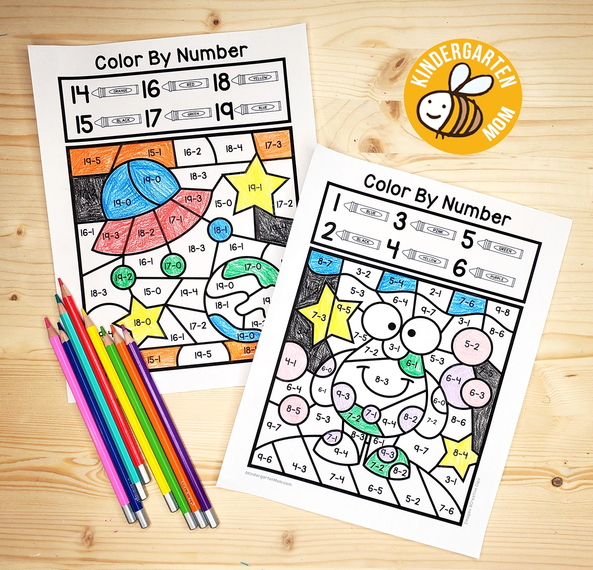 Subtraction Color By Number Worksheets Kindergarten Mom