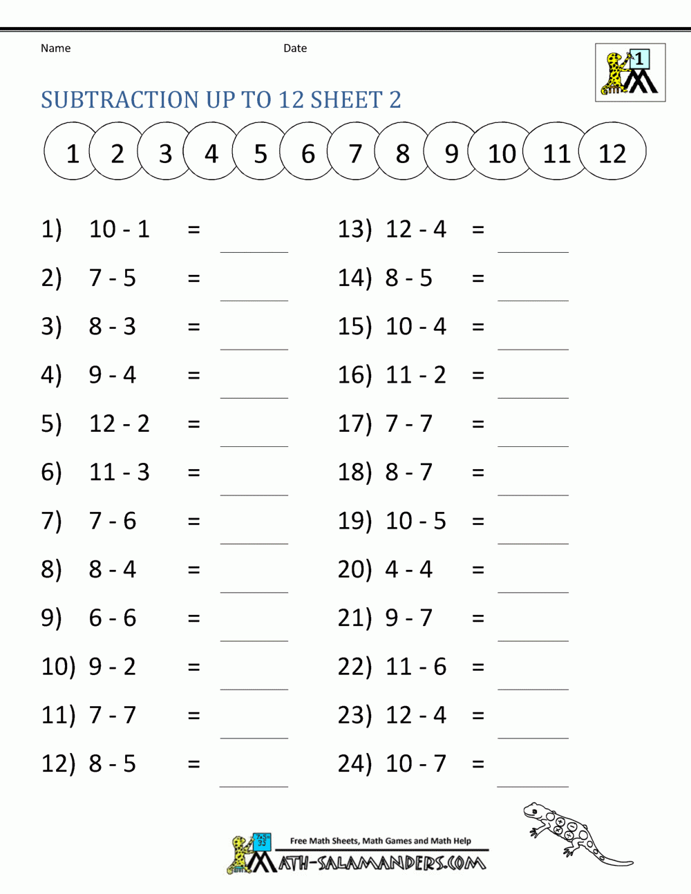 Free Printable Math Worksheets
