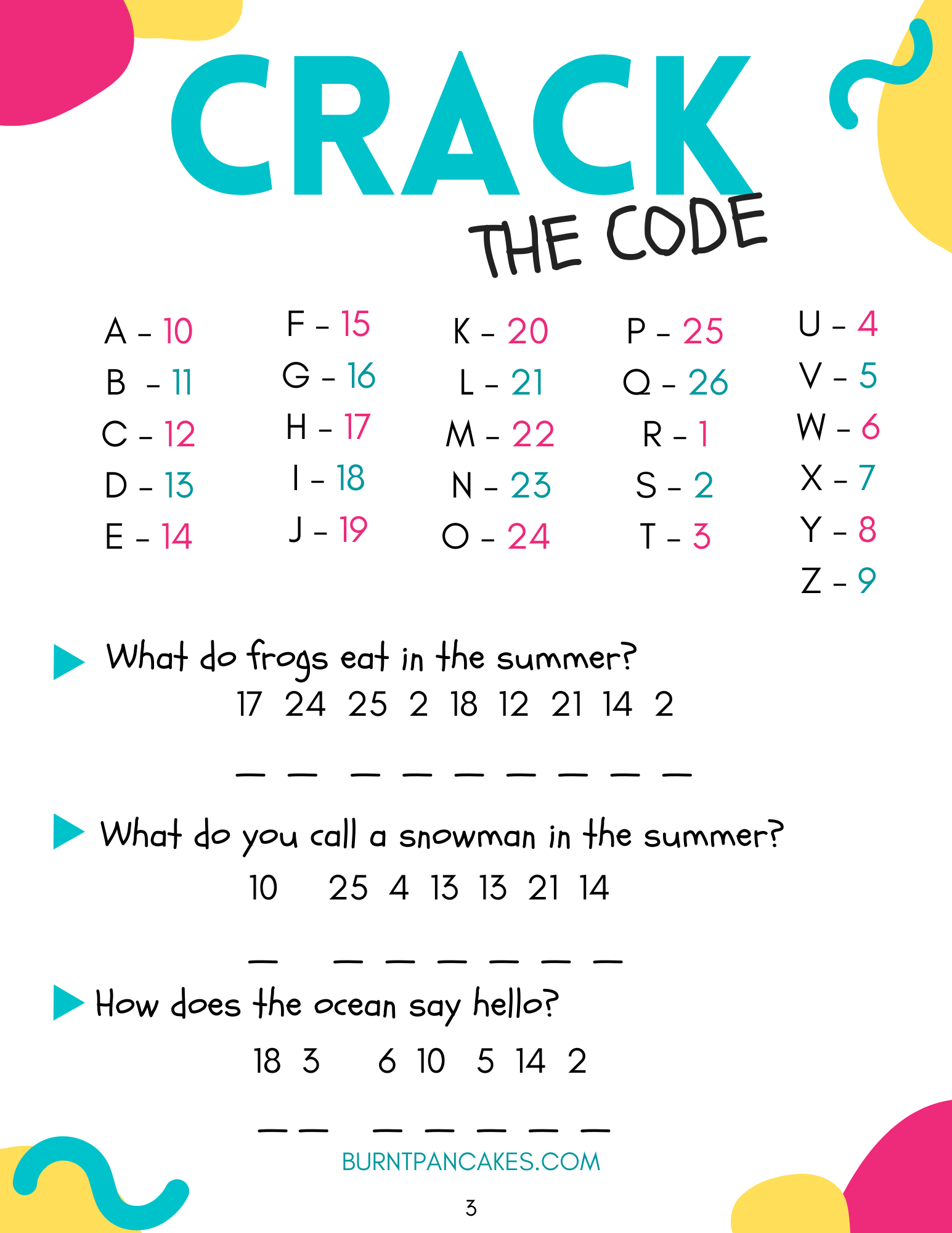Free Printable Crack The Code Worksheet Pdf