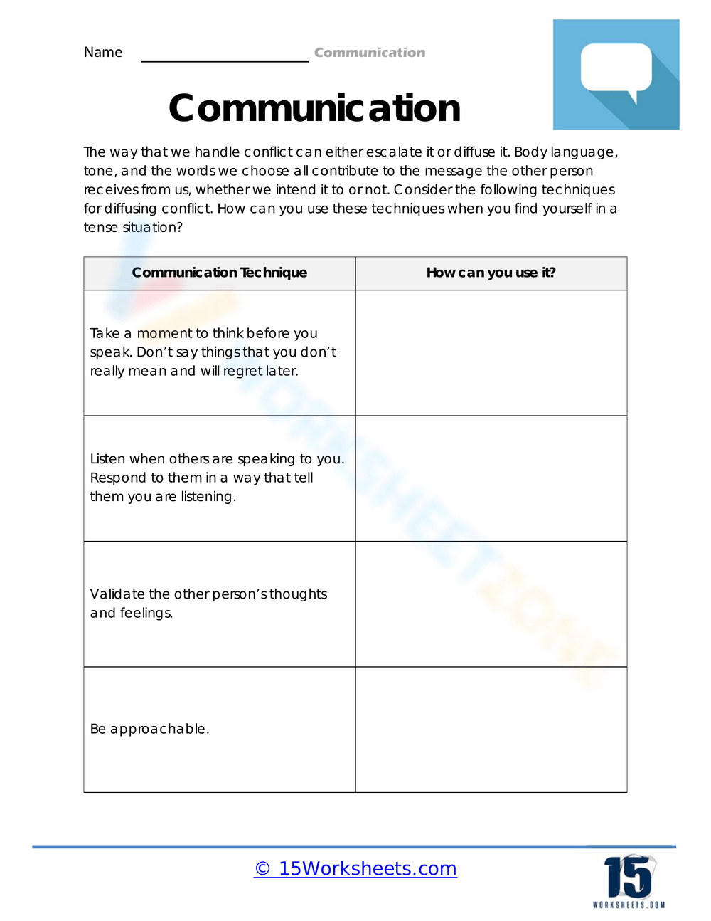Teaching Communication Skills Worksheets 2025
