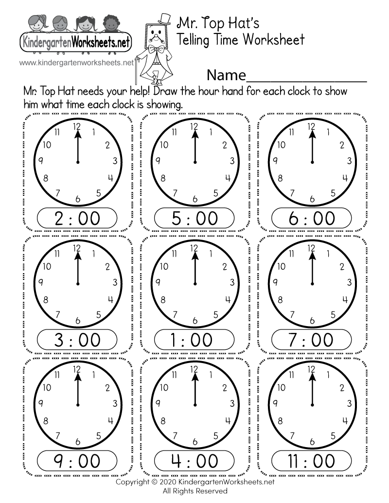 Telling The Time Printable Worksheets