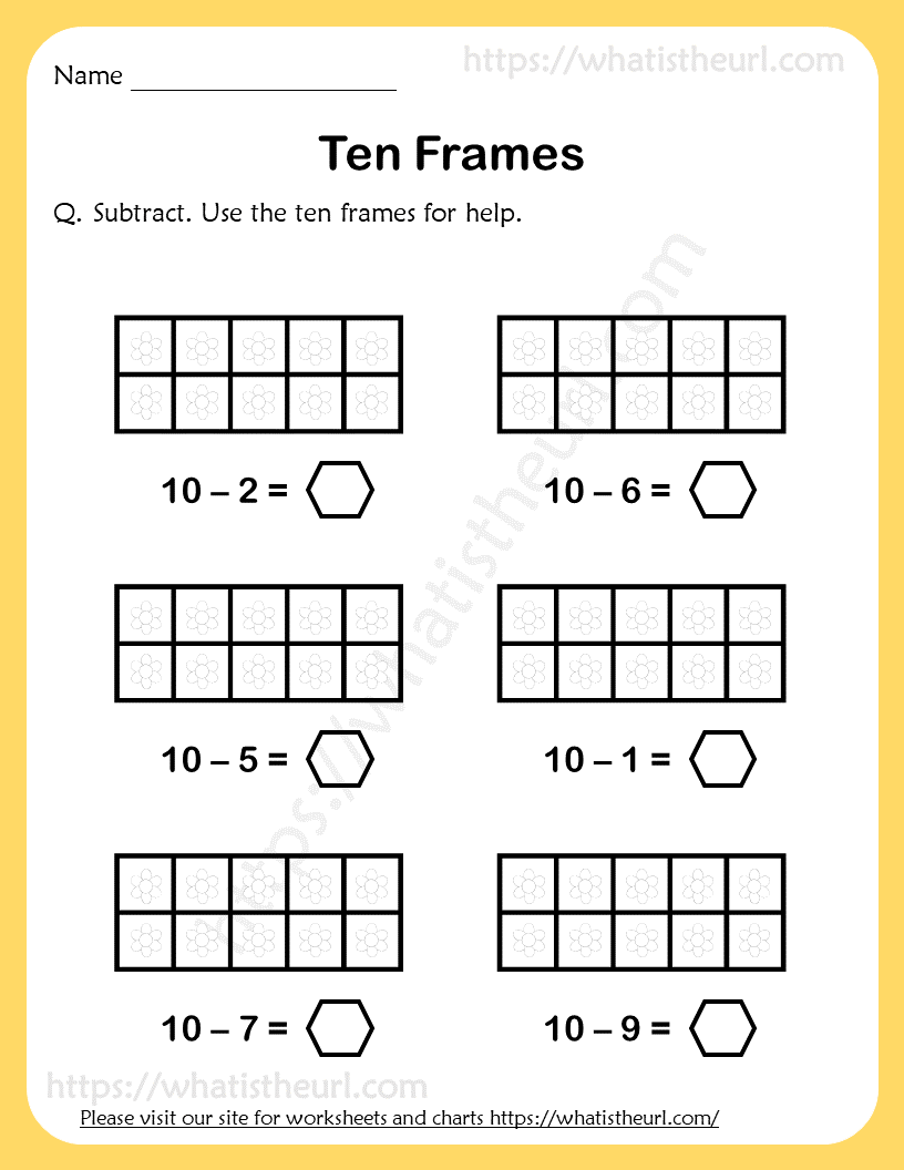 Ten Frames Subtraction Worksheets Your Home Teacher