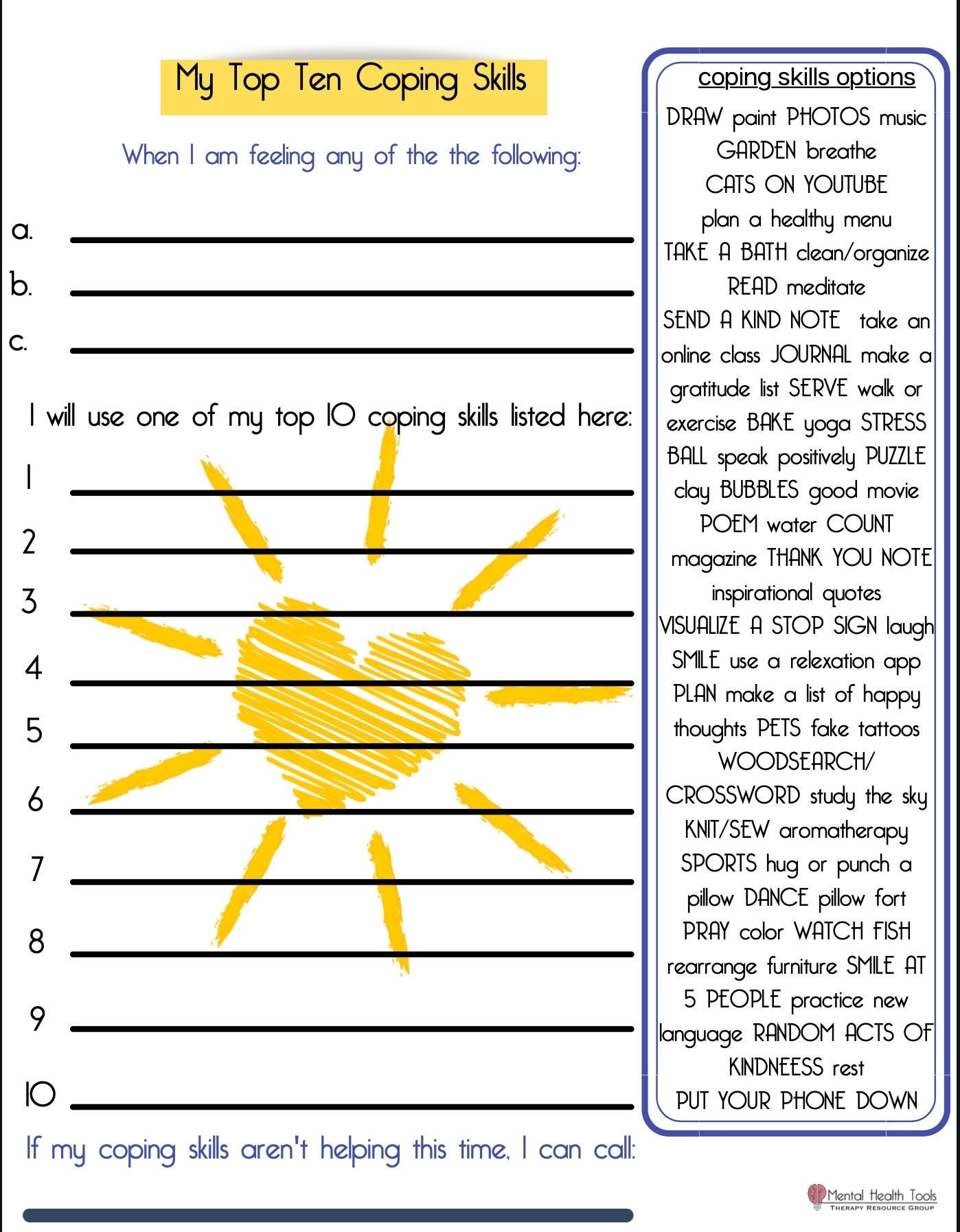 Printable Therapy Worksheets