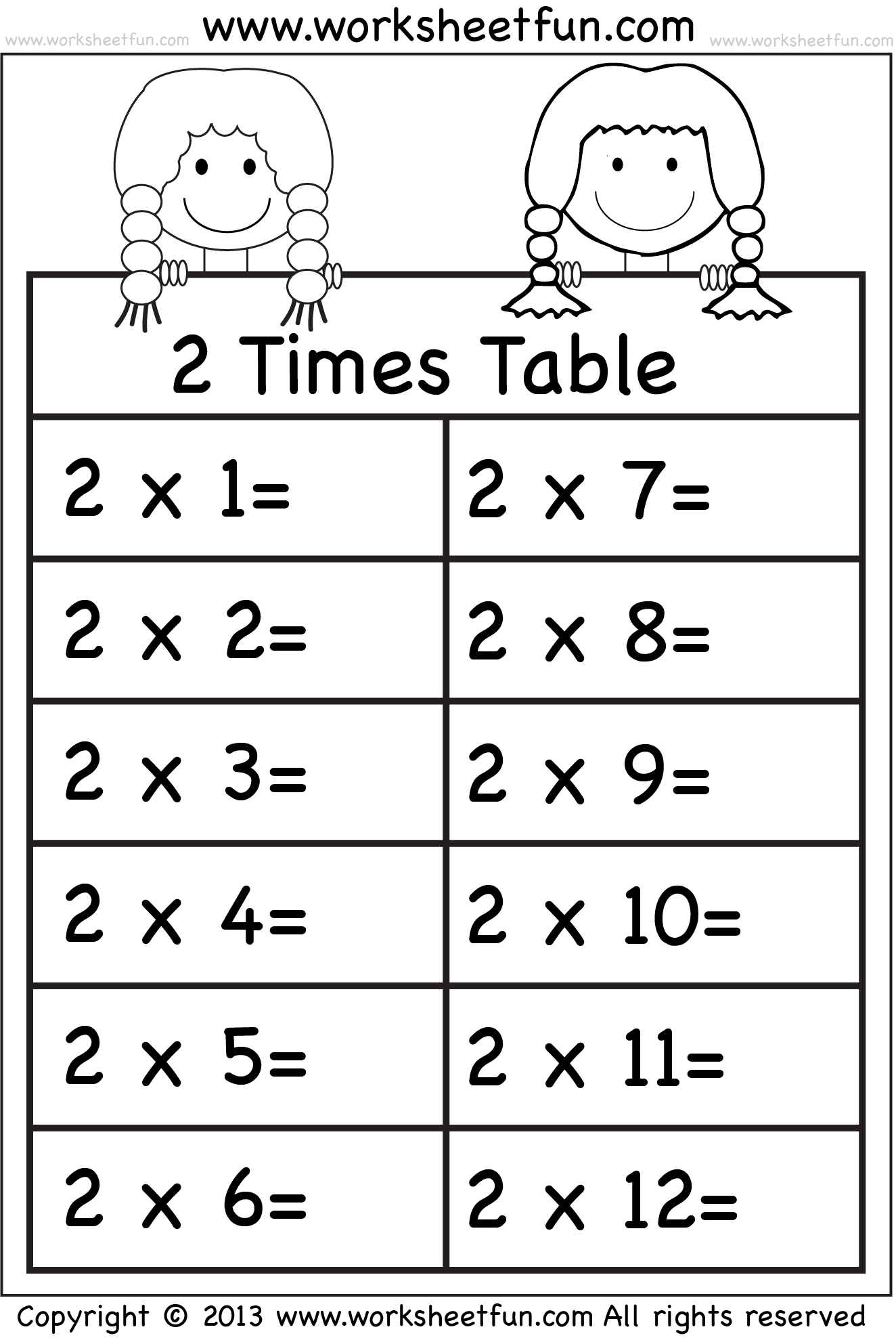 Multiplication Tables Printable Worksheets