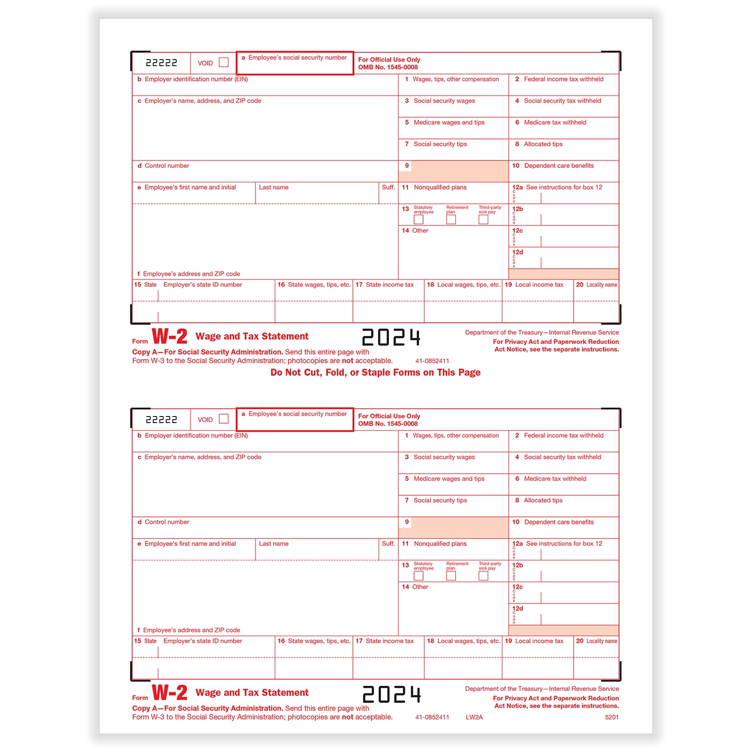 Printable W 2 Form