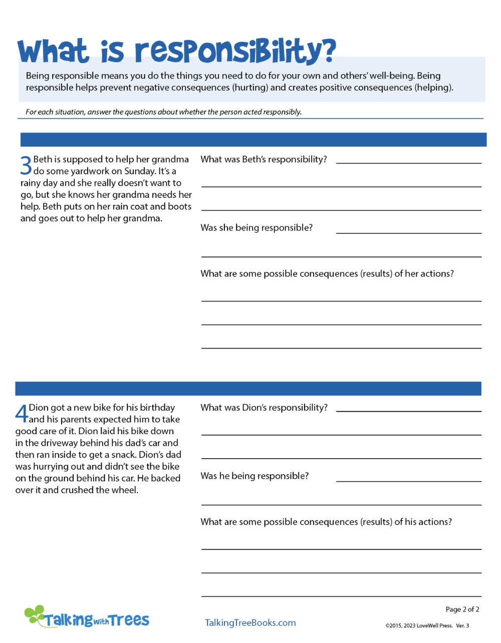 What Is Responsibility Worksheet