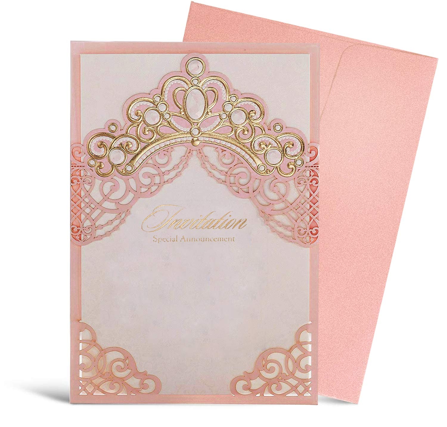 WISHMADE Gold Embossed Wedding Invitation Card Printable Blank Paper Sleeve For Engagement Invitations With Envelope Amazon de Home Kitchen