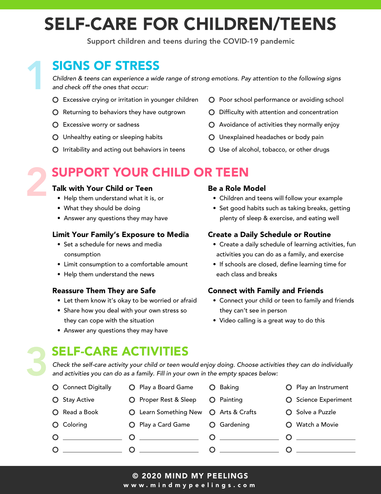 Worksheets And Infographics Mind My Peelings