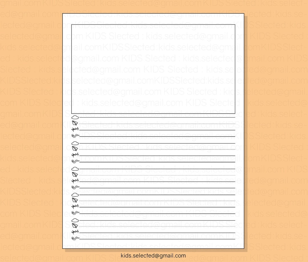 Writing Paper With Picture Drawing Space For Kindergarten Instant Download Printable Penmanship Handwriting Paper In For Kids Preschool Etsy