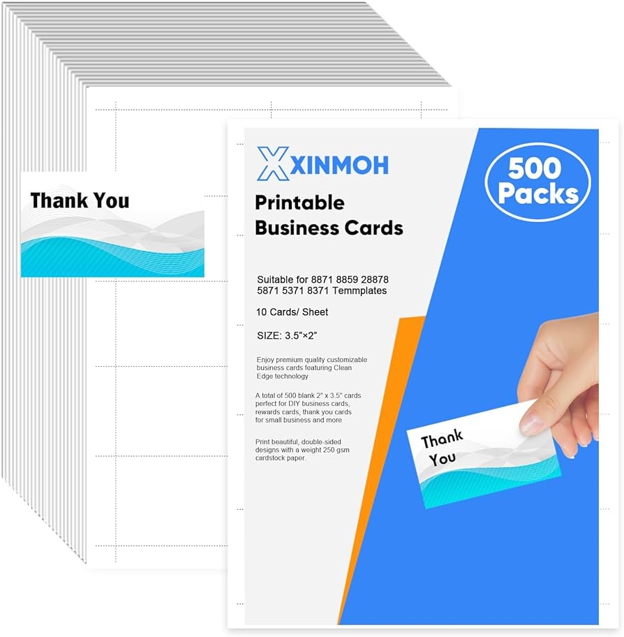XXINMOH Business Cards 500 Printable Business Cards 3 5 X 2 Business Card Paper Compatible With Laser And Inkjet Printers Double Sided Printing Heavy Matte White Paper 10 Amazon de Stationery Office Supplies