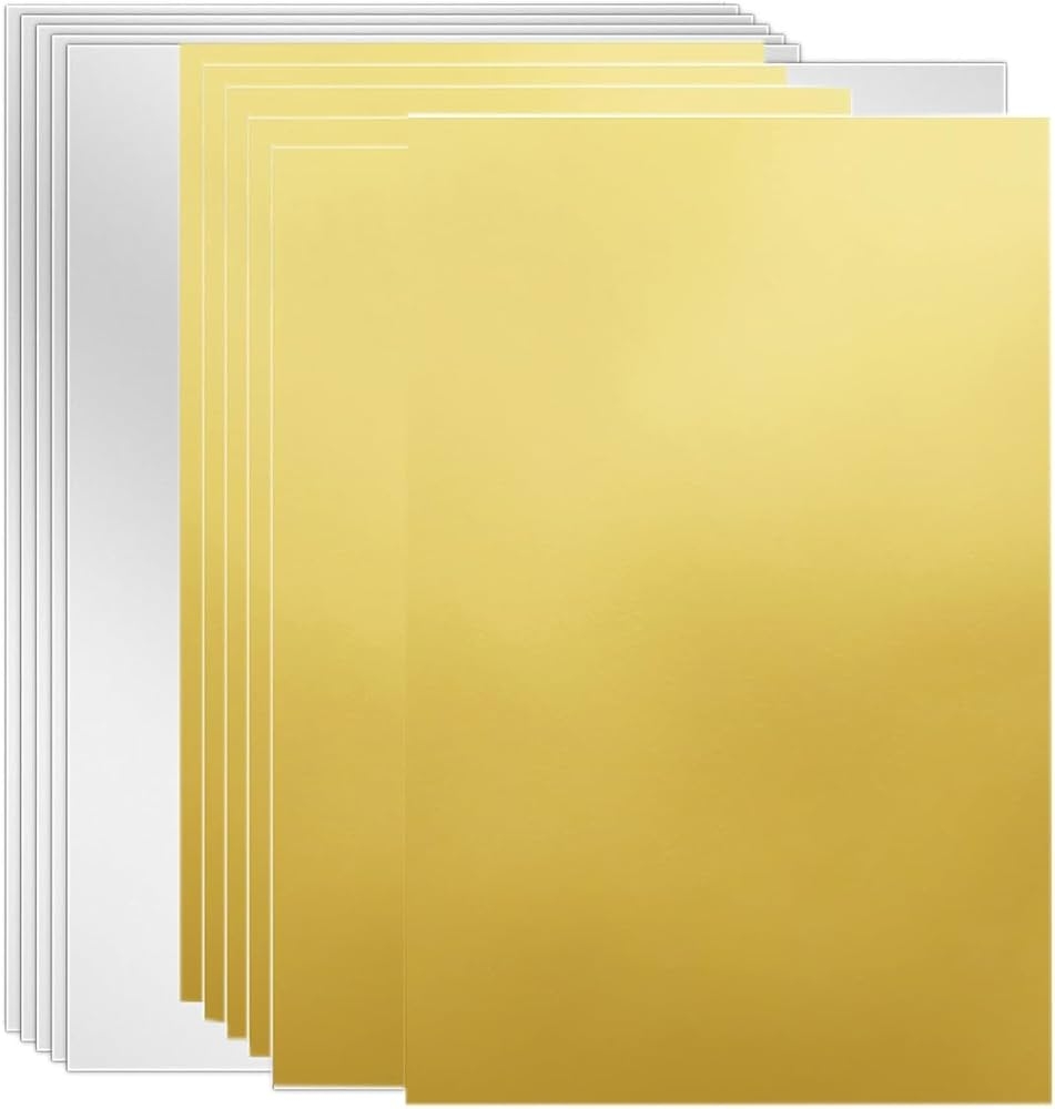 YOOHOOL A4 Paper Metallic Gold And Silver Printable Stickers Paper Sheets For Inkjet Printer Or Laser Printer Golden Silver Shimmer Paper Total 12 Sheets Amazon de Stationery Office Supplies