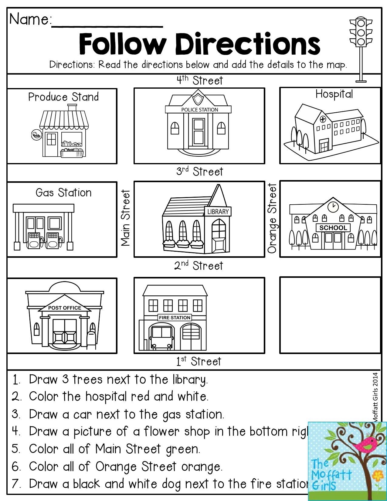 Following Directions Worksheet Printable