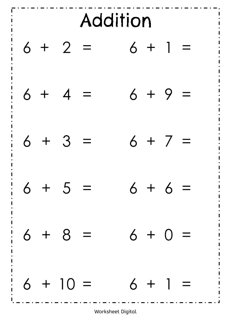 20 Printable Addition Worksheets Numbers 1 10 For Preschool Kindergarten 1st Grade Homeschool Math Etsy