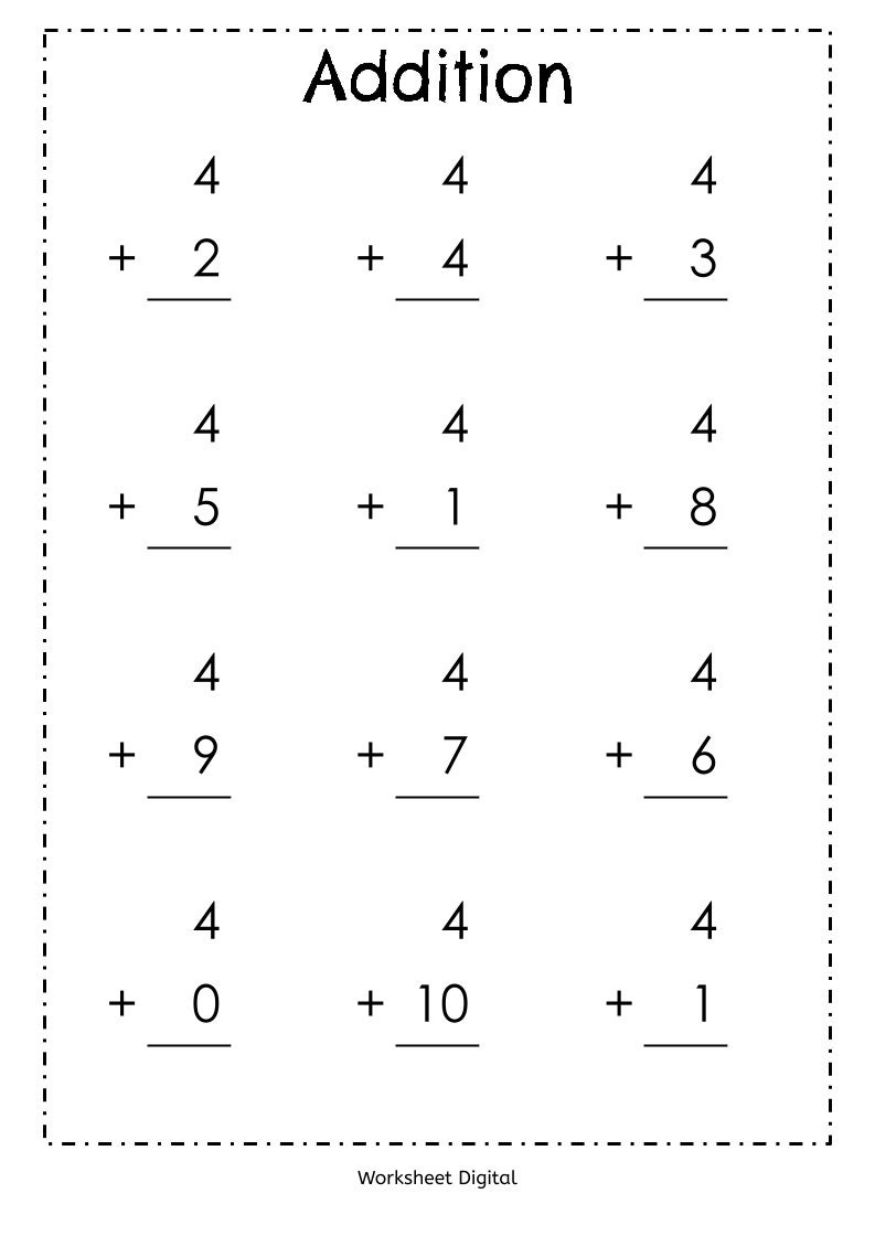 Free Printable Addition For Kindergarten Worksheets