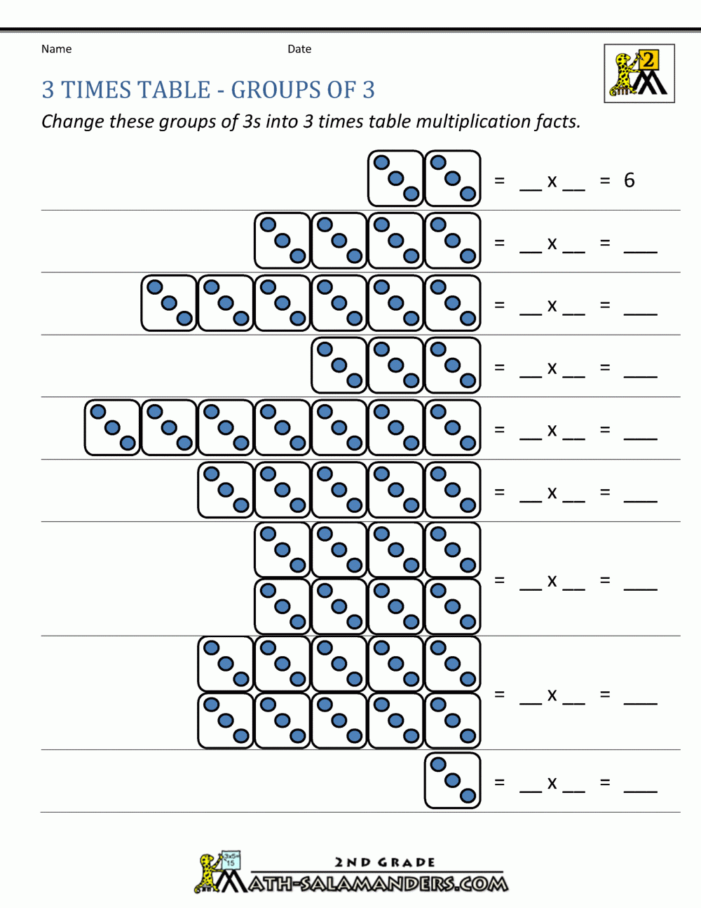 3 Times Table Printable Worksheet